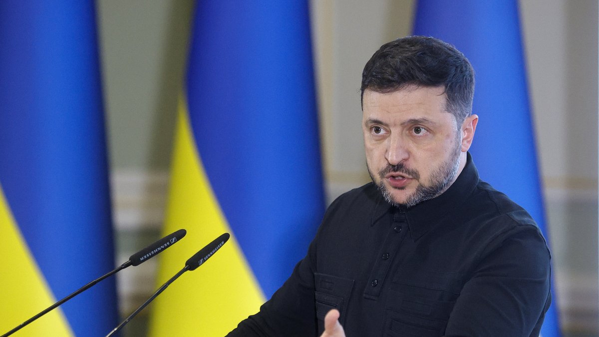 Ukraine's President Zelensky answers journalists questions in Kyiv